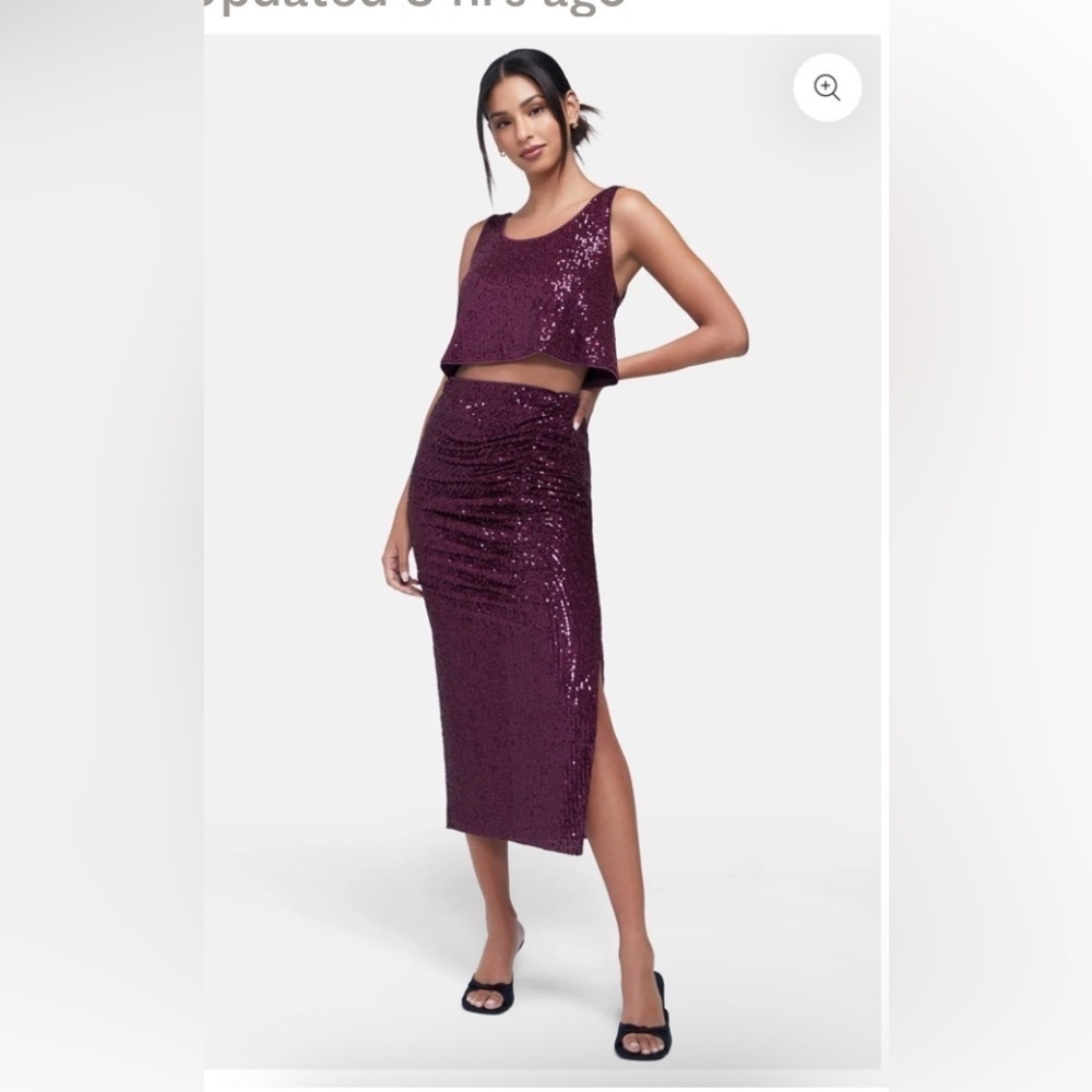 Wild fox side rouge maxi/midi sequin skirt burgundy L NWOT